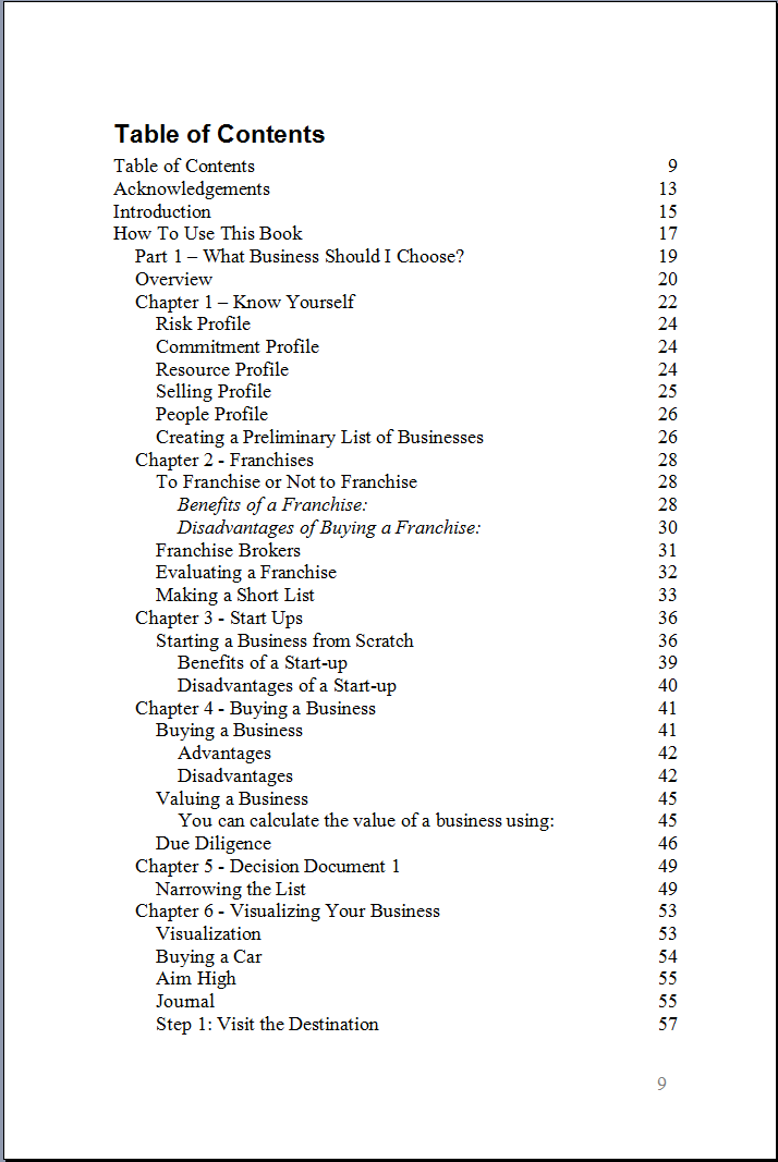 contents of strategic business plan